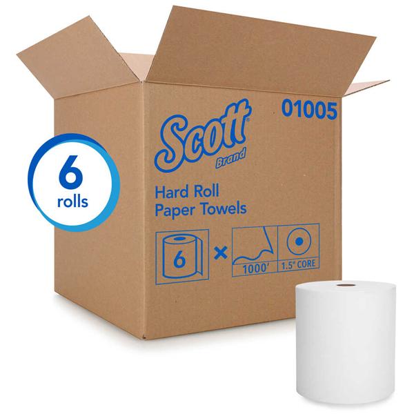 Towel Roll Hard Scott Paper 8 in x 1000 Feet White 6/Ca