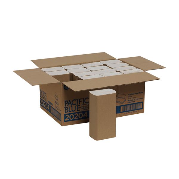 Towel Hand Pacific Blue Basic Multifold 1 Ply White 9.2 in x 9.4 in 16Pk/Ca