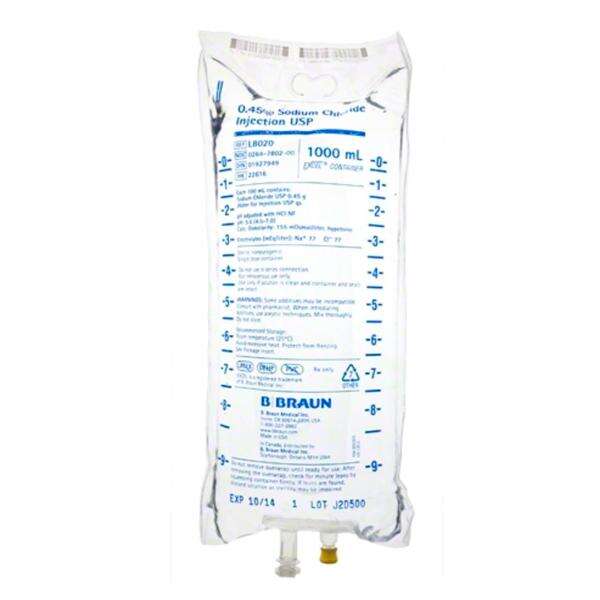Sod Cl.45 IV Injection Solution 1000mL Non-DEHP/Non-PVC Strl Excl IV Bg Cntnr Bg, 12 EA/CA
