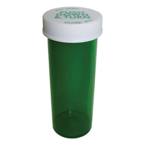 Vial Medicine Plastic 20 Dram Green 360/Ca