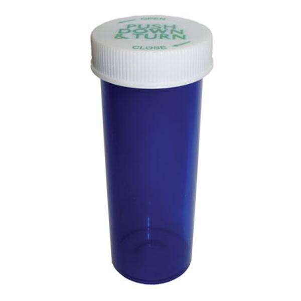 Vial Medicine Plastic 20 Dram Blue 360/Ca