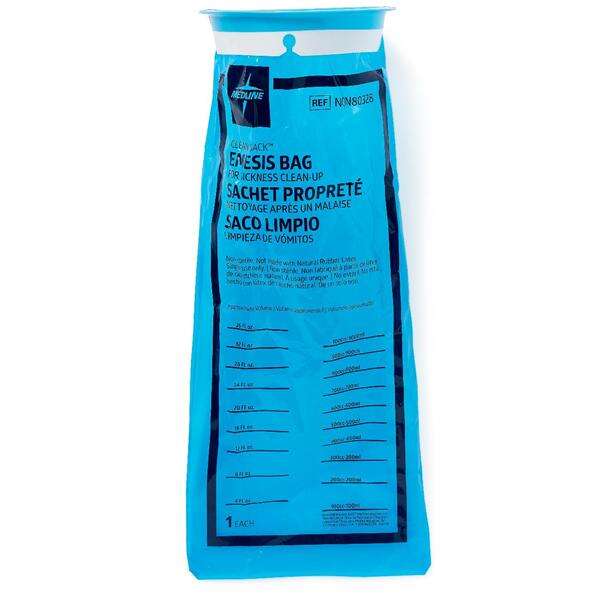 Medline Industries Bag Emesis 36oz Top Ring Plastic Blue Graduations Non-Sterile 24/Pk, 6 PK/CA
