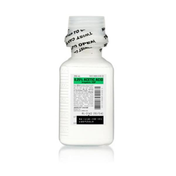 Acetic Acid 0.25% Irrigation Solution Aqualite 250mL Strl Bt 24/CA