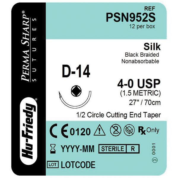 Suture 4-0 Silk D-14 Perma Sharp Black 27