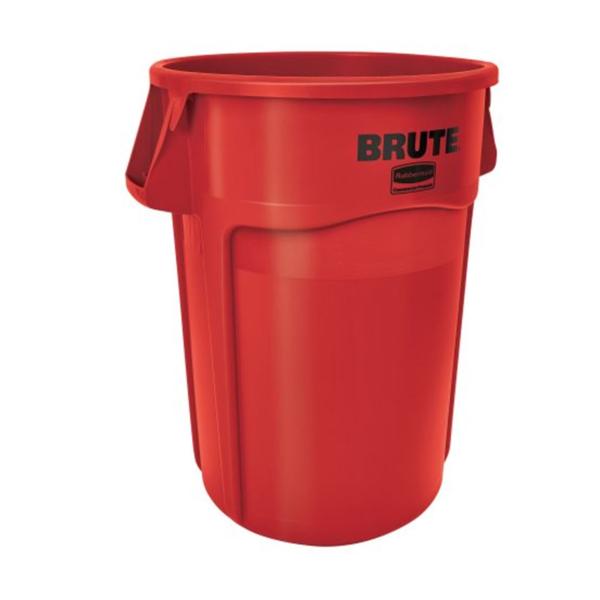 Can Trash Brute Rsn 44gal Integrated Cinches Vnt/Rnd Hndl Red Round 4/Pk