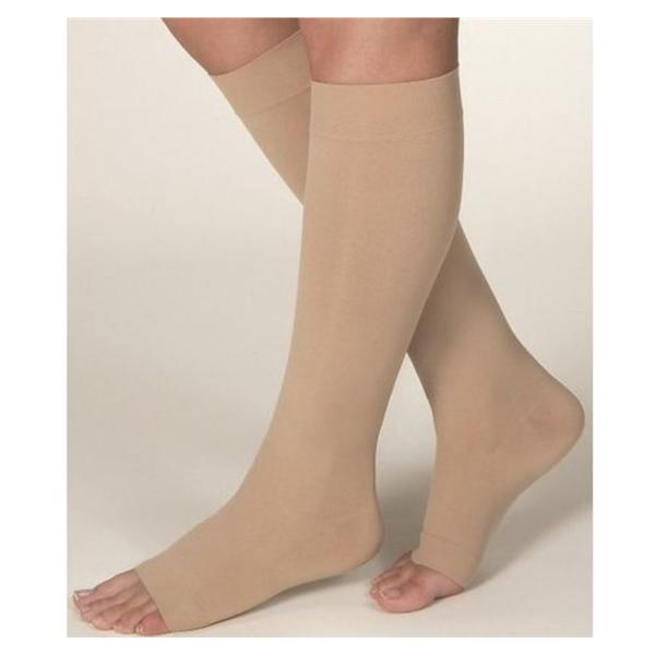 Stocking Compression Opaque Knee High Open Toe Large Natural Ea