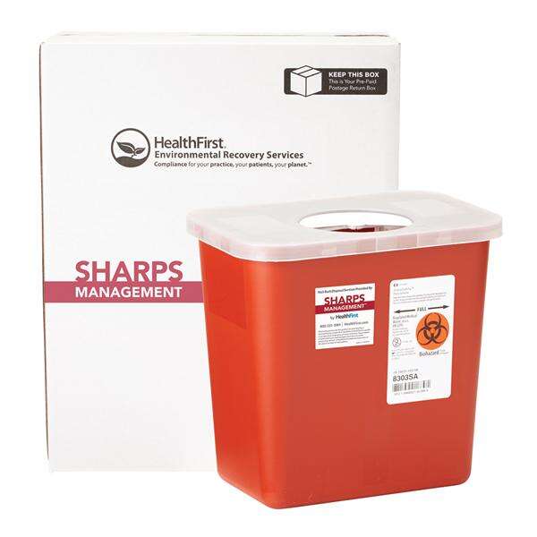 Mailer System Sharps Sharps Management 2gal Large Plstc Adj Rtr Clsr Rd/Wht Each