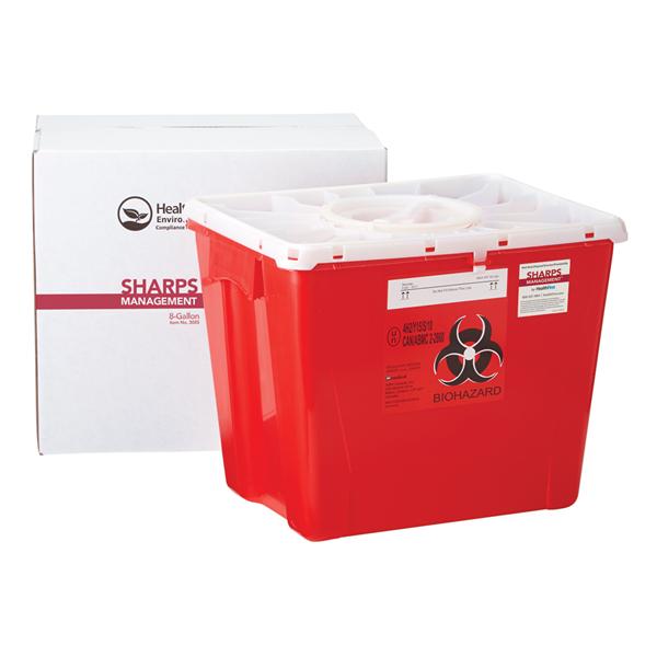 Mailer System Sharps Sharps Management 8gal Large Plastic Red/White Ea