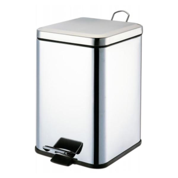 Can Trash SS 21qt Step-On Pedal Full-Width Hinge Lid Silver Square Ea