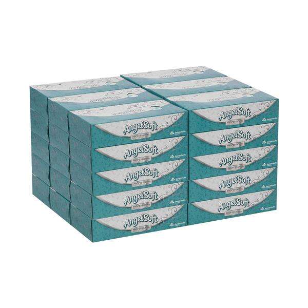 Tissue Facial Angel Soft PS White Flat Box 2 Ply 100/Bx, 30 BX/CA