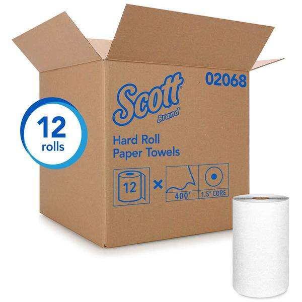 Towel Roll Hard Scott Paper 8 in x 400 Feet White 12/Ca