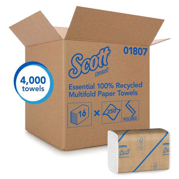 Towel Hand Scott Multifold White 9.2 in x 9.4 in 4000/Ca