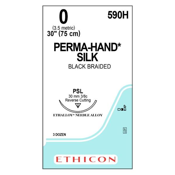 Suture 0 Silk PSL Perma-Hand Black 1x30