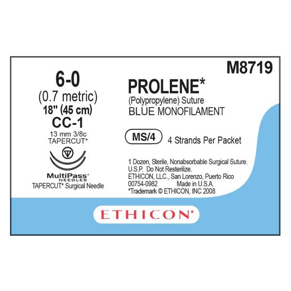 Suture 6-0 PP C-1/C-1 Prolene Blue 4-18