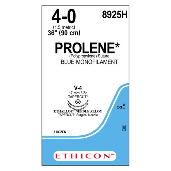 Suture 4-0 Polypropylene V-4/V-4 Prolene Blue 36