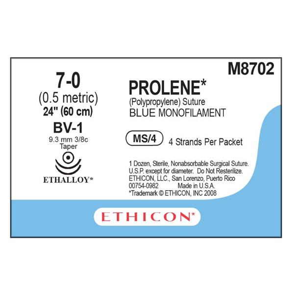 Suture 7-0 PP BV-1/BV-1 Prolene Blue 4-24
