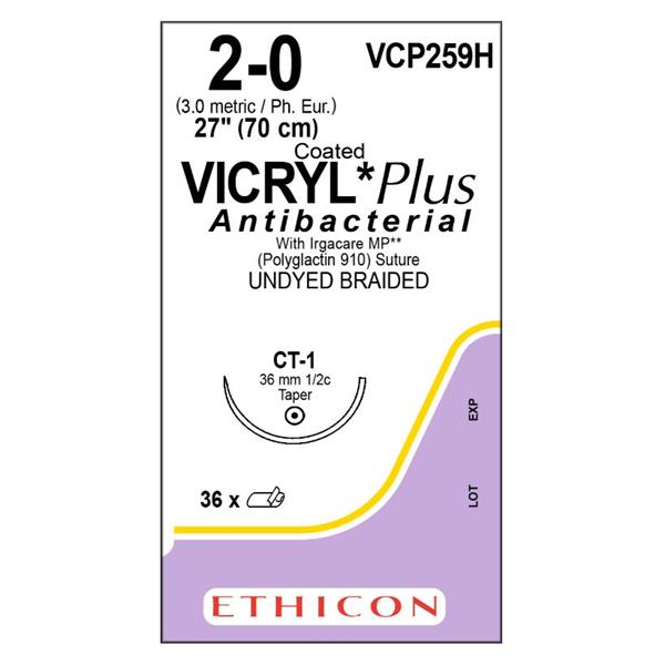 Suture 2-0 Triclosan/Polyglactin 910 CT-1 Vicryl Plus Undyed 27