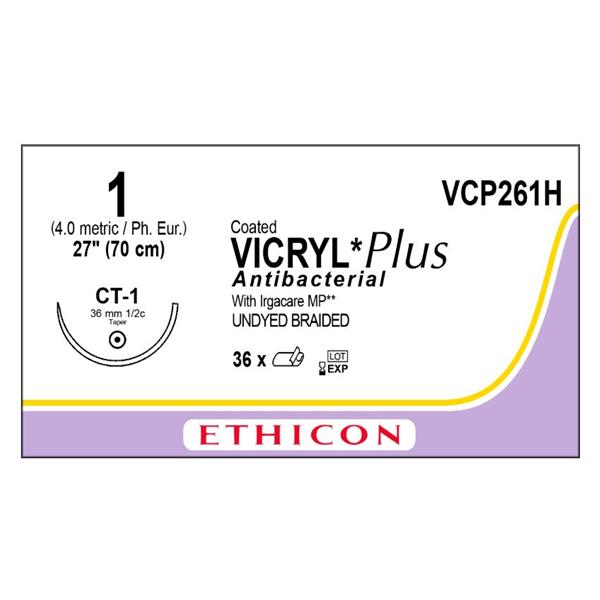 Suture 1 Triclosan/Polyglactin 910 CT-1 Vicryl Plus Undyed 27
