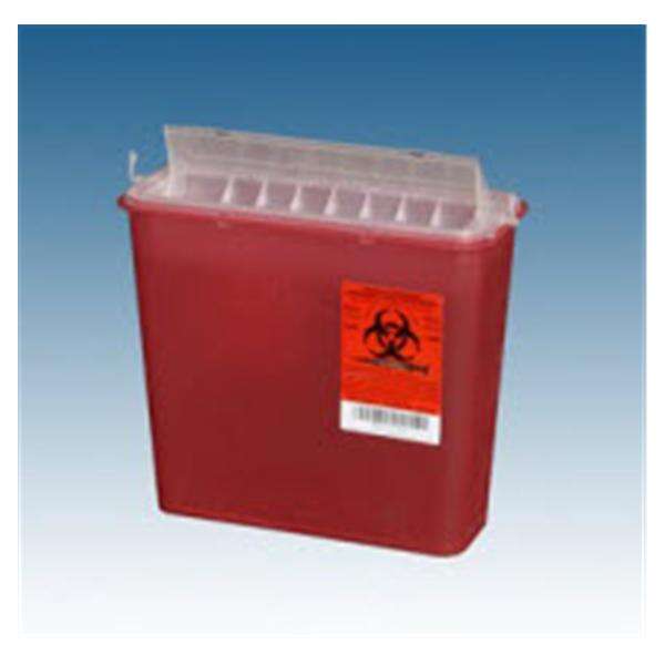 Container Sharps 5qt Plastic Horizontal Drop Red/Clear Each, 20 EA/CA
