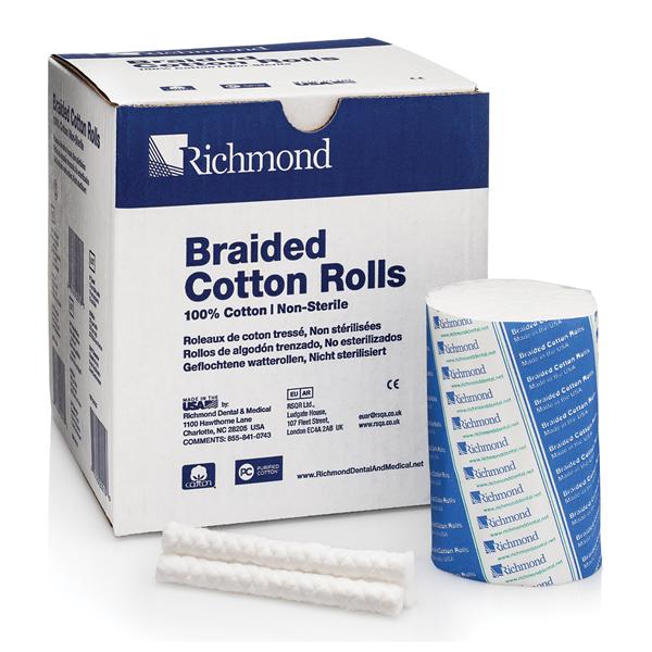 Cotton Roll Braided Medium Non Sterile 0.375 in 4 in 250/Box, 4 BX/CA