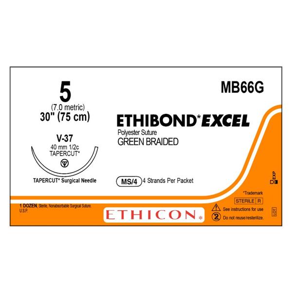 Suture 5 Polyester V-37 Ethibond Excel Green 4x30