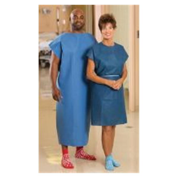 Gown Patient Nonwoven Universal Unisex Dark Blue Adult 50/Ca