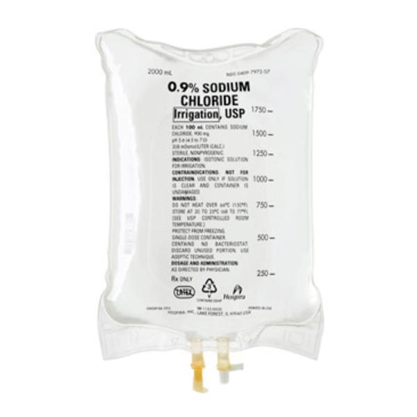 Sodium Chloride 0.9% Irrigation Solution 2000mL Strl Flexible Bag Container Ea, 6 EA/CA