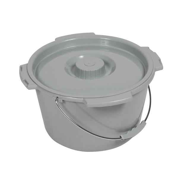 Bucket Commode Metal 7.5qt Lid White Round 12/Case
