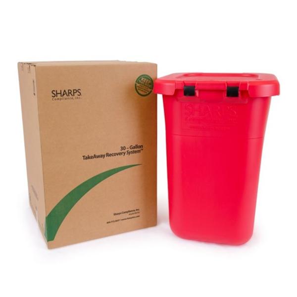 Mailer System Sharps TakeAway Recovery System 30gal Plastic Red Ea