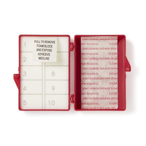 Counter Needle Foam Block/Adhesive 10 Count Red Sterile 96/Ca