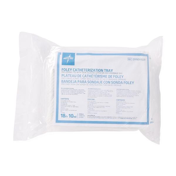 Tray Foley Catheter 18Fr 5-10mL 100% Silicone 10/Ca