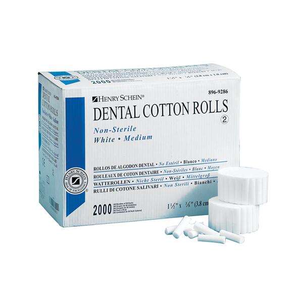 Cotton Roll Premium Medium Size 2 Non Sterile 0.375 in 1.5 in 2000/Box, 12 BX/CA