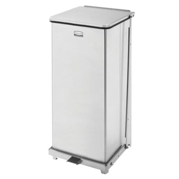 Can Trash Defenders SS 24gal Step-On Pedal Flat Lid Silver Square Each