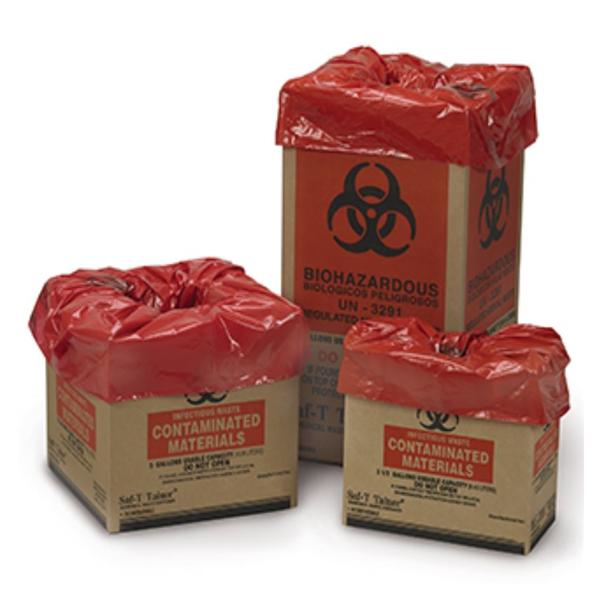 Container Biohazard Saf-T-Tainer 11gal Crgtd Crdbrd Symbol Red/Black 14/Ca